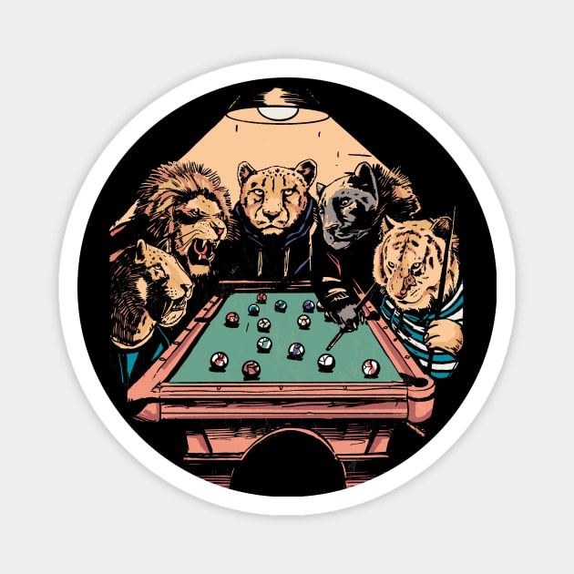 Big Cat Billiards // Funny Tiger Lion Panther Shooting Pool Magnet by Now Boarding